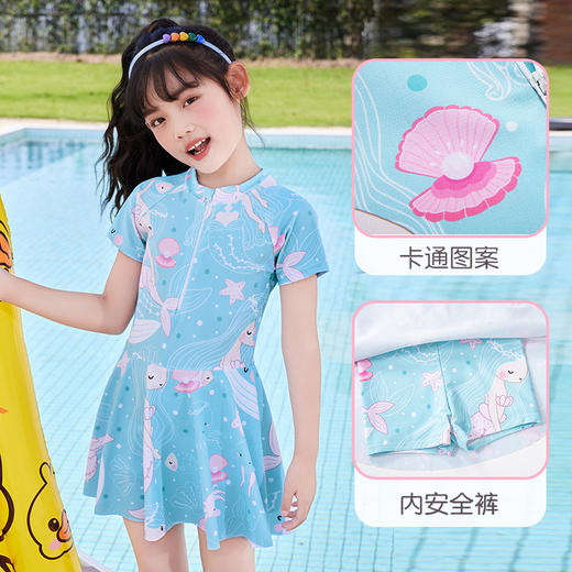 儿童创意卡通蓝色海豚印花儿童泳衣中大童连体式泳装小清新女童L-5XL 商品图1