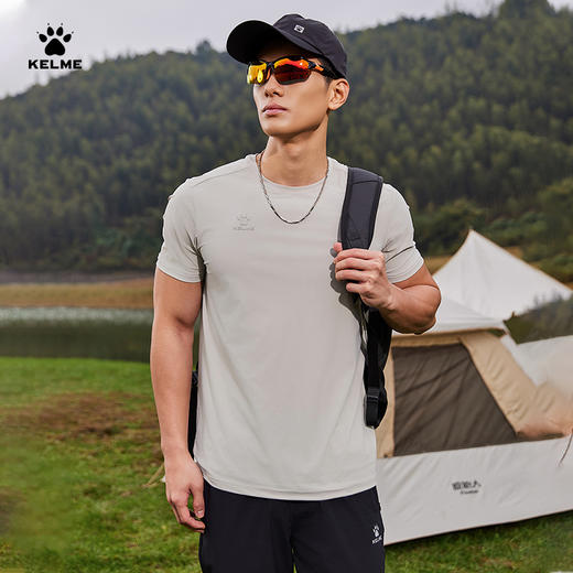 卡尔美2025新款城郊露营男女同款男式圆领T恤 商品图4