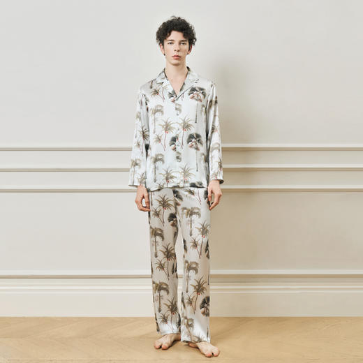 Solo seta22姆米重磅真丝男士套装桑蚕丝印花家居服丝绸2025年秋 商品图2