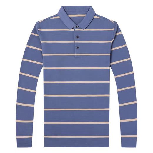 红览 条纹纯棉长袖T恤男士翻领POLO衫1053 商品图5