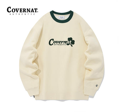【韩国潮牌】Covernat套头卫衣男女卫衣三叶草加绒圆领套头衫上衣CO2203CR16 商品图1