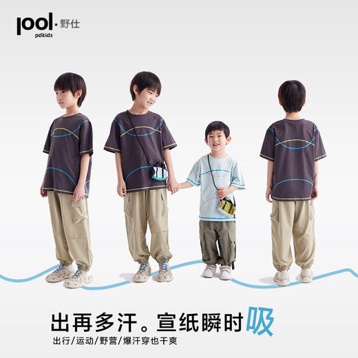 【110-160cm】咕噜日记【速干】儿童圆领短袖男女童透气上衣中大童休闲T恤PXT2512 商品图1