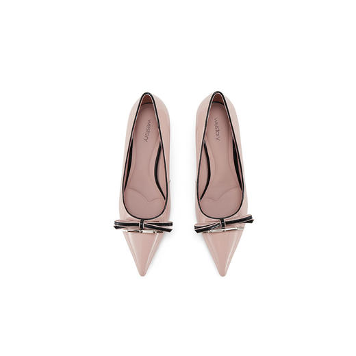 Westory2025年春季尖头中跟漆皮通勤百搭浅口单鞋W25AE57921 商品图3