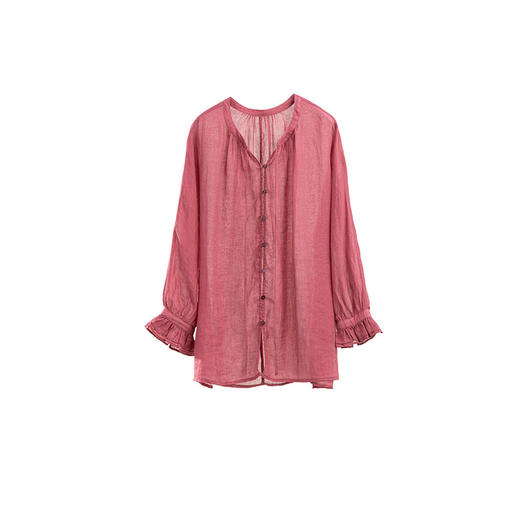 绽放旅行女装131朵/自由人防晒衫纯苎麻轻薄飘逸透气百搭长袖衬衫 商品图3