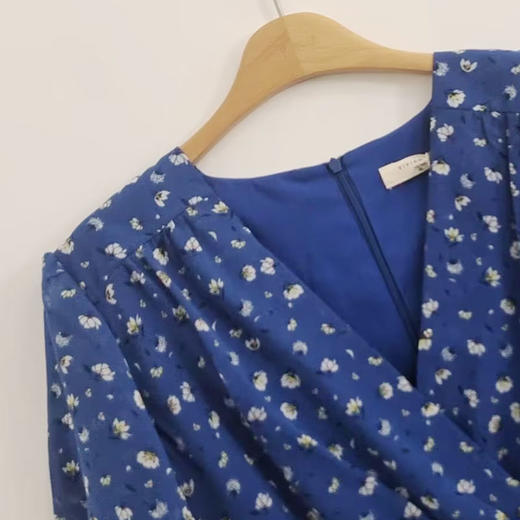 VIVIAN LIU薇薇安刘TD2434116夏女装新款时尚V领蓝底印花连衣裙 商品图2