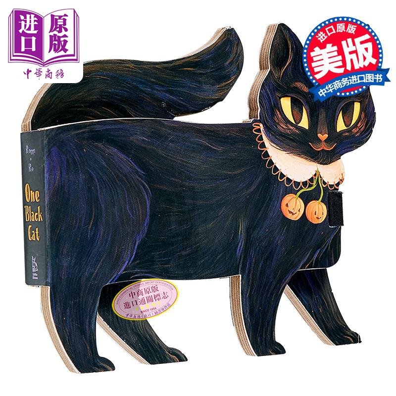 预售 【中商原版】异形书 一只小黑猫 One Black Cat 英文原版 异形纸板书 儿童绘本 图画故事书 亲子读物 进口低幼童书 1-5岁