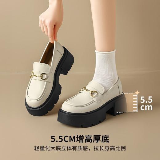 ZHR则则【厚底增高5.5CM】乐福鞋女英伦风单鞋女百搭黑色小皮鞋女 商品图4