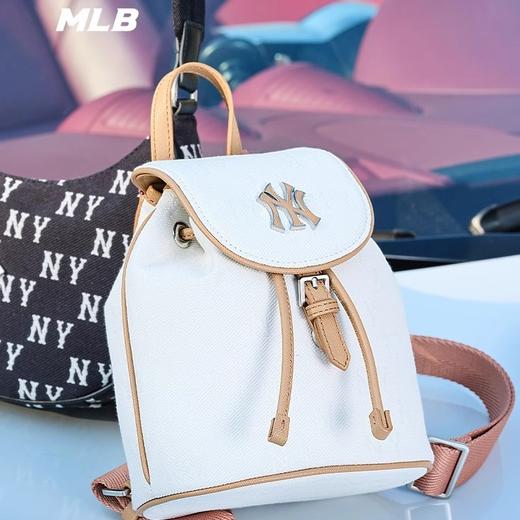 【品牌授权】扫码验证 韩国MLB 复古老花小背包-黑色 深奶油色 双肩包女新款休闲时尚运动背包单肩学生书包 3ABKS014N 商品图6