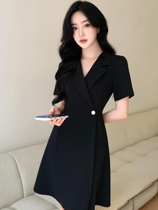 奢姿2025年夏季新款大码女装气质V领简约连衣裙百搭休闲裙子9932825559 商品图3