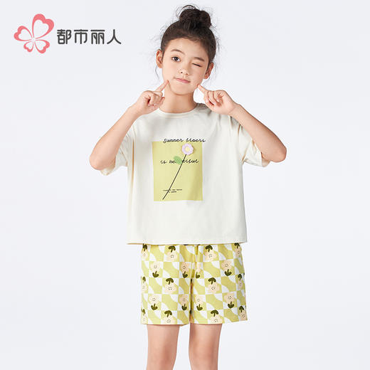 都市丽人亲情蜜语童装正价棉质短袖套装薄40支TC拉架短袖类JHH9B8 商品图1