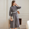 Famecoco范可儿立领极简收腰连衣裙女士秋季收腰花边长款衬衫裙F225FA005 商品缩略图4