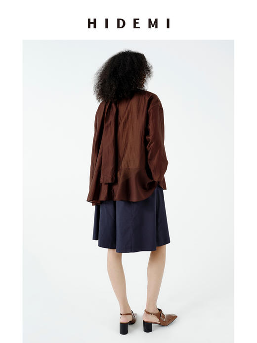 HIDEMI极简丝巾进口莱赛尔清透飘逸纽扣多穿式上衣半裙套装 商品图7