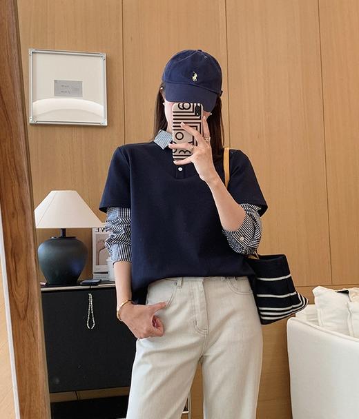 小众品牌假两件POLO英伦风百搭T衫 商品图6