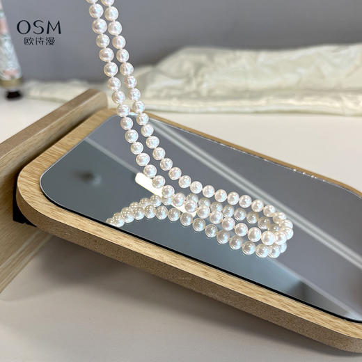 欧诗漫全珍珠项链7mm-8mm 经典百搭款 淡水白色近圆形 商品图3