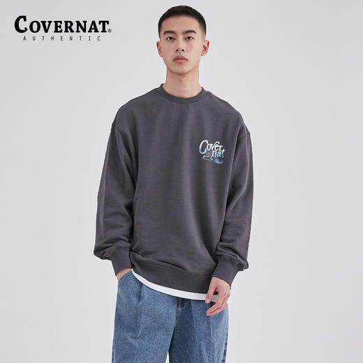 【韩国潮牌】Covernat卫衣男女同款秋冬新款变型字母印花圆领长袖潮牌CO2201CR08 商品图0