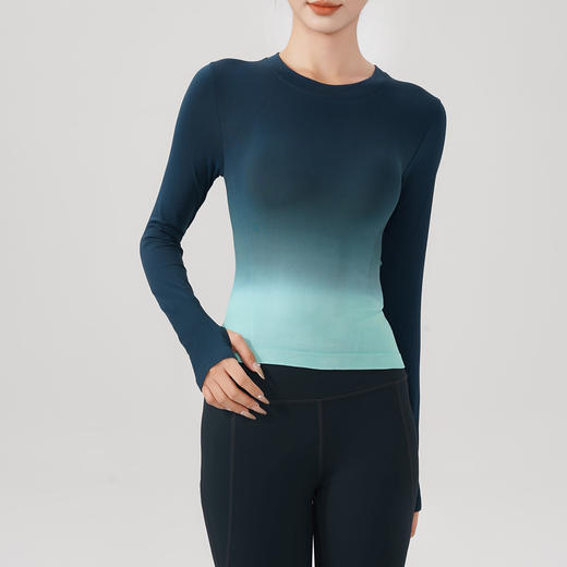 百媚生 薄款速干长袖运动T恤紧身健身服CX-6207 商品图8