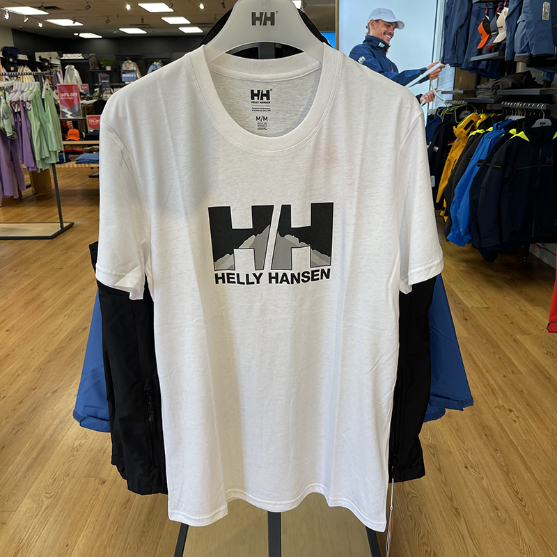 HE**Y HANSEN/海*汉*森 男士大logo印花圆领套头短袖T恤