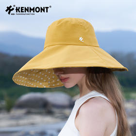 大帽檐黑胶防晒帽 | 卡蒙防风遮阳帽女防紫外线遮脸波点速干渔夫帽可折叠KM-6161