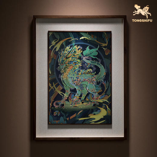 铜师傅 手工錾刻 铜雕画《五行麒麟》客厅玄关沙发背景墙装饰画 商品图3
