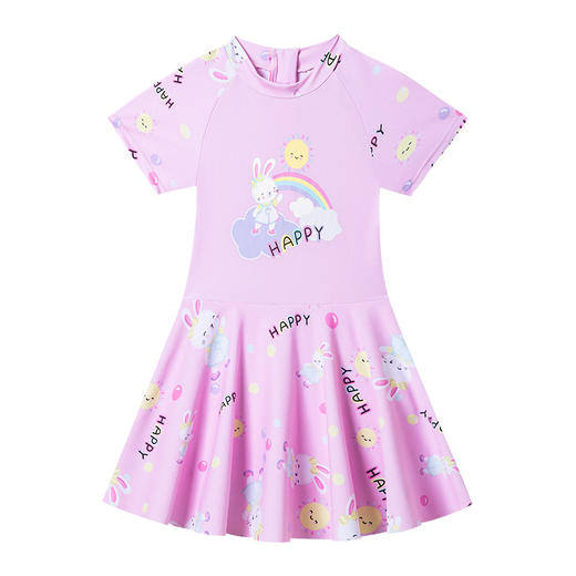 新款卡通儿童泳衣长耳朵彩虹兔4-12岁女童泳装连体款泳裙L-5XL 商品图4