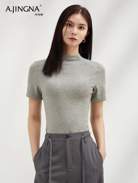 【至简舒适】阿菁娜气质立领高级感法式短袖上衣F30C302016
