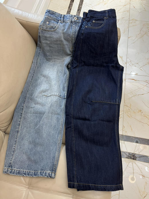 318-5 现货 lew渠道货 大幂幂 酵素水洗牛仔 略微挺阔弯刀阔腿裤 弯月镰刀牛仔裤 深色/浅色 商品图11