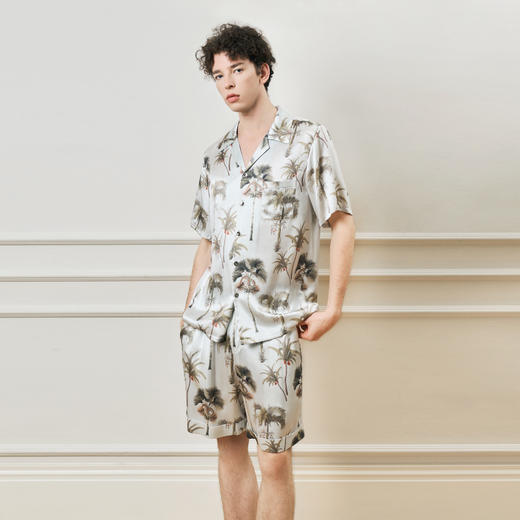 Solo seta22姆米重磅真丝男士套装桑蚕丝度假风家居服2025年秋季 商品图1