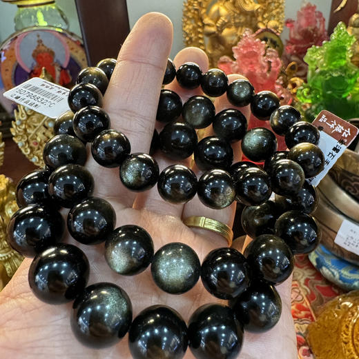 金银黑曜石单圈手串 商品图0