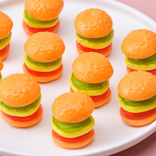 【29.9到手60包❗️ 汉堡果汁软糖】儿童趣味橡皮糖，好吃又有趣，浓郁果味嚼出来，凝胶糖果散装，小零食棒棒糖网红糖L 商品图1