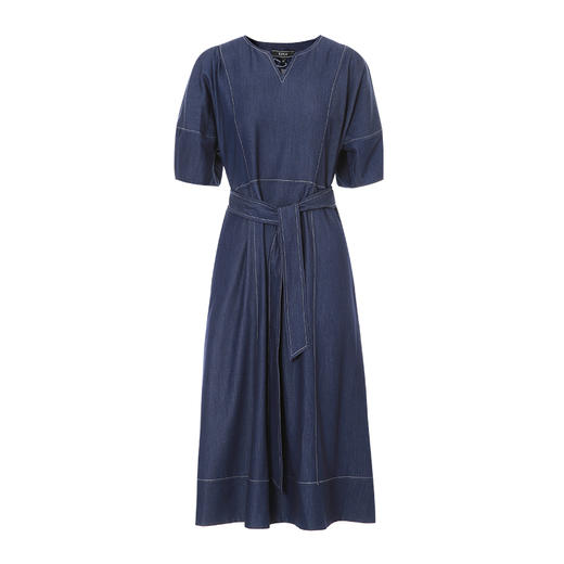 EITIE爱特爱夏季新款复古牛仔V领收腰显瘦通勤连衣裙7807510 商品图5