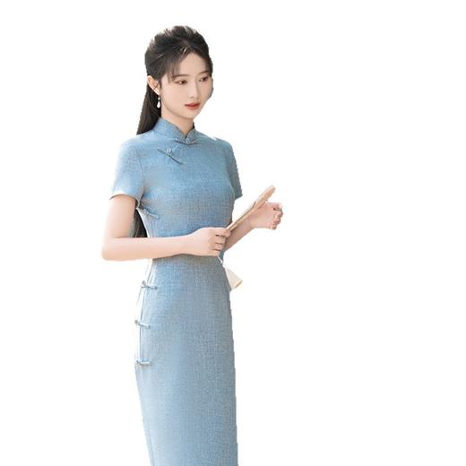 GX纯色棉麻长款无袖旗袍2025春夏新款民国女士文艺风少女日常旗袍裙 商品图4