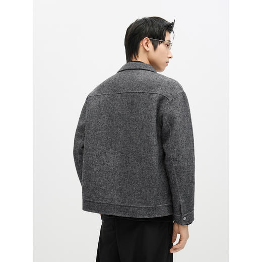 GXG男装高级感双面呢男冬季热卖韩版含羊毛短款呢大衣#G24D064001 商品图4