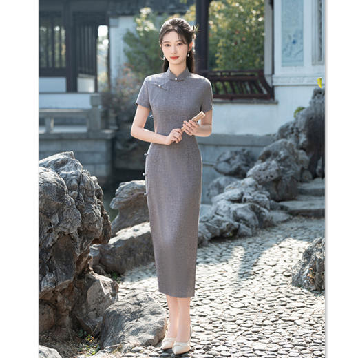 GX纯色棉麻长款无袖旗袍2025春夏新款民国女士文艺风少女日常旗袍裙 商品图3