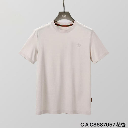 夏季舒适柔软面料圆领短袖休闲T恤男士纯色百搭简约上衣  XLM-CAC8687057* 商品图0