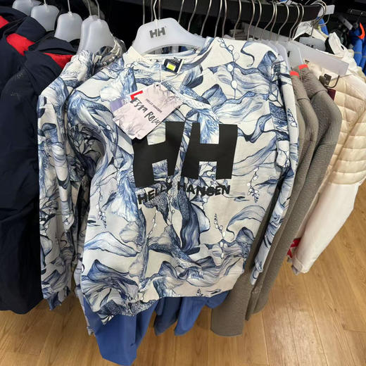 HE**Y H**SEN/海*汉*森 HH Logo Crew 女士棉质圆领套头长袖T恤 商品图0