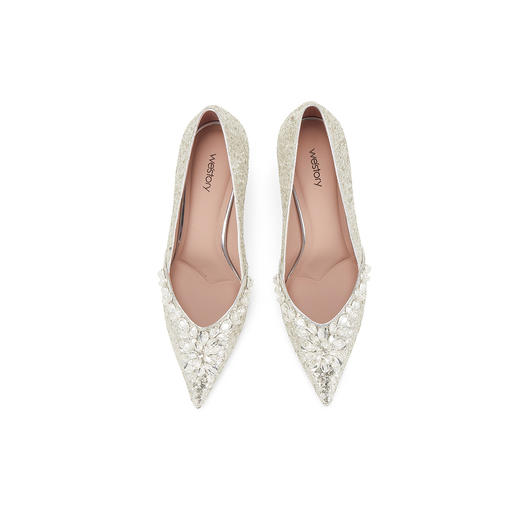 Westory2025年春季尖头V口仿钻华丽婚鞋宴会鞋W25AE58201 商品图2