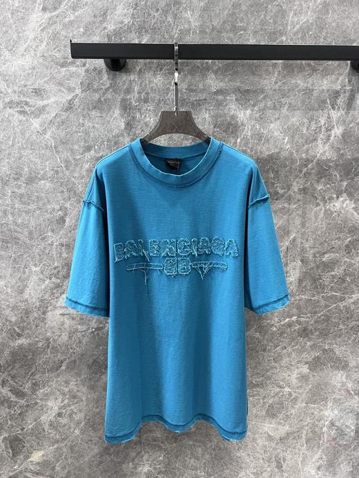 Balenciag*巴黎世家25Ss春夏新款重工炒色做旧字母T恤男女同款情侣系（DQJ） 商品图8