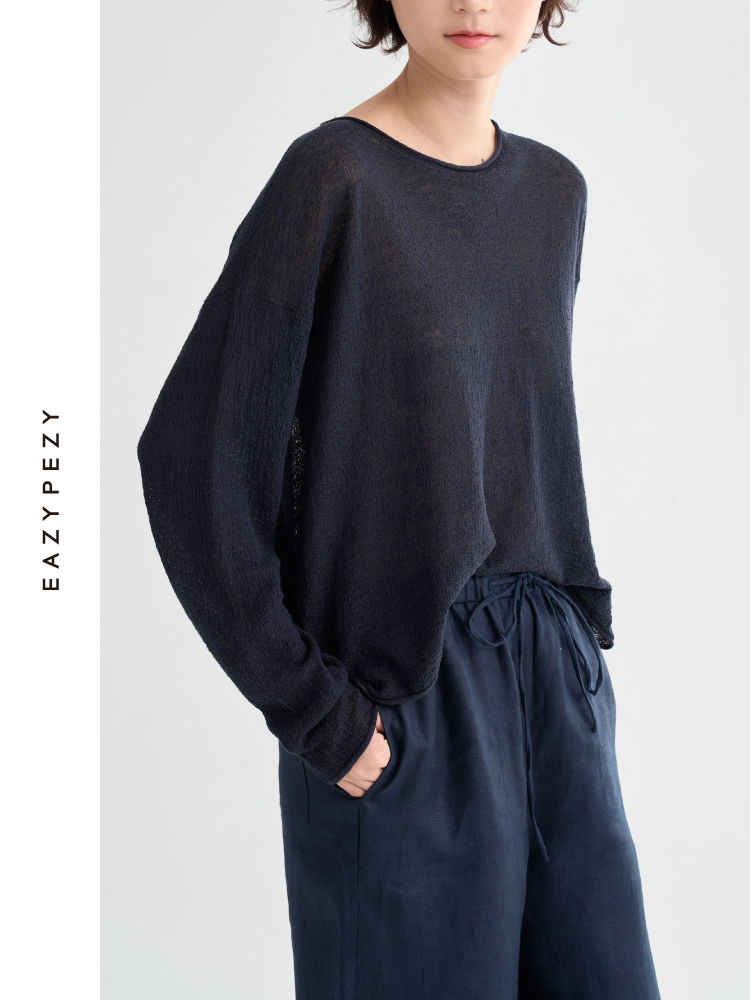 2025SS 有机亚麻宽松长袖针织衫