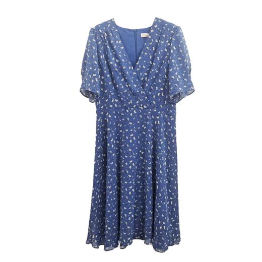 VIVIAN LIU薇薇安刘TD2434116夏女装新款时尚V领蓝底印花连衣裙 商品图4