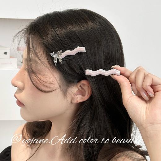 【高颜值韩系ins一字夹】yojane韩系侧边刘海发夹女，前额头饰夏天蝴蝶亮晶晶对夹BB夹一字夹QQ 商品图1