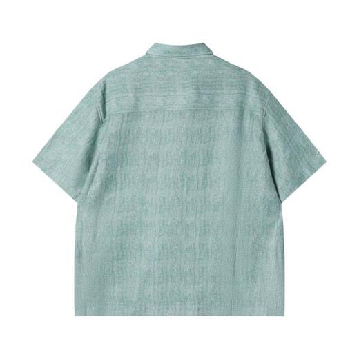 2528613夏季高级感新款潮牌简约扎染翻领纽扣短袖衬衫复古休闲宽松上衣 商品图5