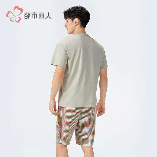 都市丽人生活家居男士棉质短袖套装薄32支CVC单面+梭织棉短袖类FHH2C8 商品图3