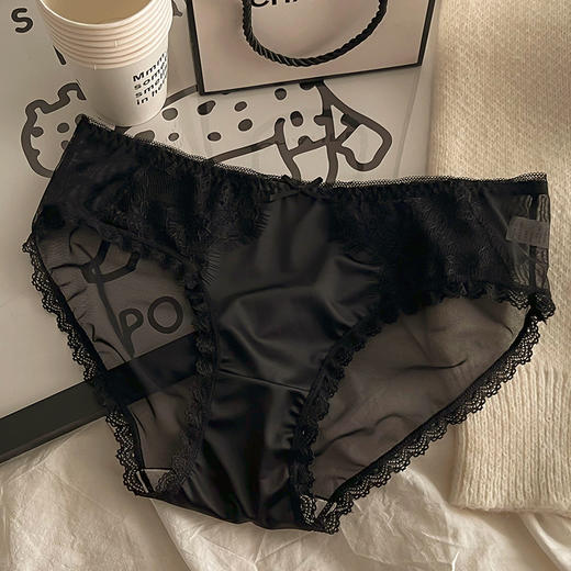 【69.9抢5条装❗法式宫廷冰丝内裤】有颜值有舒适，上身完全0束縛感，女网纱中腰蝴蝶结纯棉裆女士三角裤女QQ 商品图4