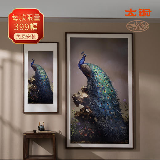 太铜 手工錾刻 铜雕画《吉祥孔雀》客厅玄关沙发背景墙装饰画 商品图0