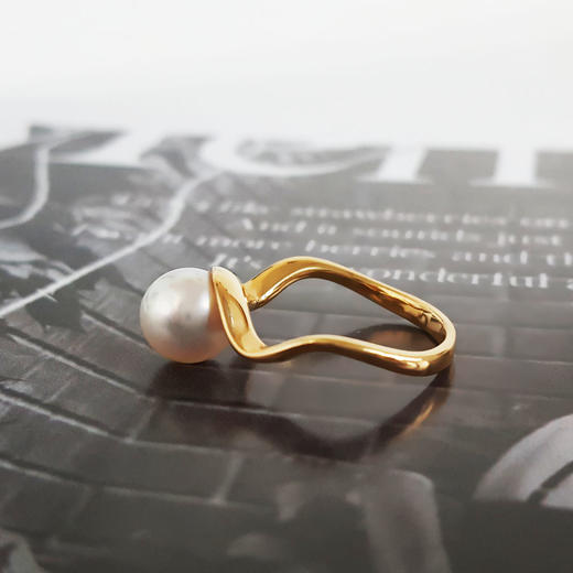 【天然正品】AU750黄金天然近完美约8MM akoya海水珍珠戒指13号（戒圈可改）女士现售价：2480！110325NJM31 商品图4