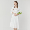 Famecoco范可儿夏季白色连衣裙飘逸垂感七分袖高腰休闲中长裙F223FA017 商品缩略图1