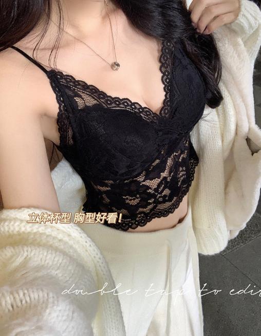 老米优品🎈2件99！浪漫入夏《法式桑蚕丝蕾丝吊带》桑蚕丝胸垫，固定杯~ 唯美内搭，复古氛围感get~ 商品图1