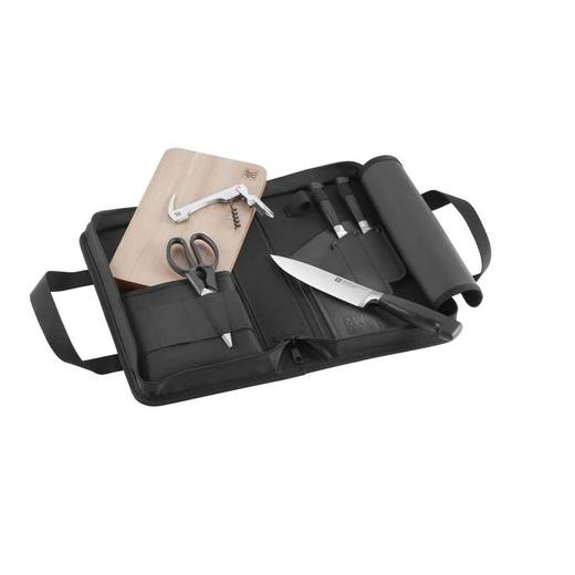 德国进口双立人旅游刀具组7件套
（西厨刀+蔬果刀+多用途刀+多用途剪刀+餐刀+砧板+刀具组收纳套） 商品图0