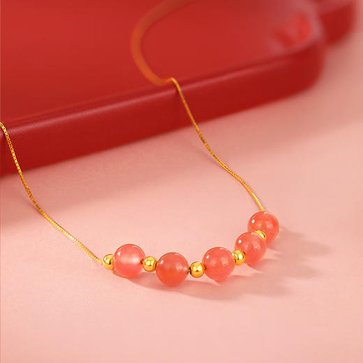 周六福S925银一轮心动玛瑙项链ZLFJ062468★ 商品图4