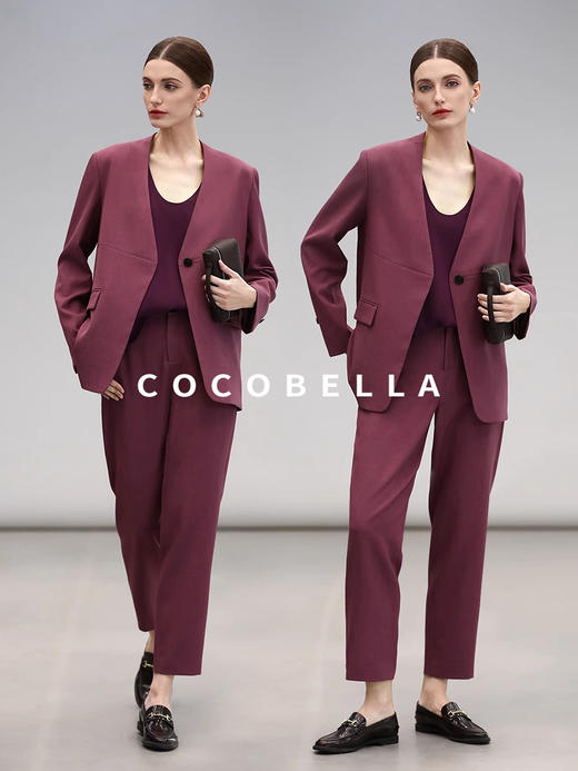 COCOBELLA静奢风一粒扣无领西装简约气质休闲西服外套SI7030 商品图1